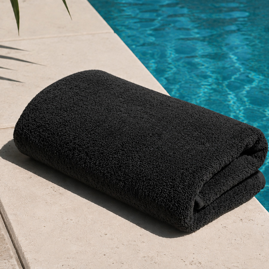 Πετσέτα Πισίνας-Spa-Παραλίας (80x180) Chlorine Resistant 100% Βαμβάκι 450γρ Beach Towel Black