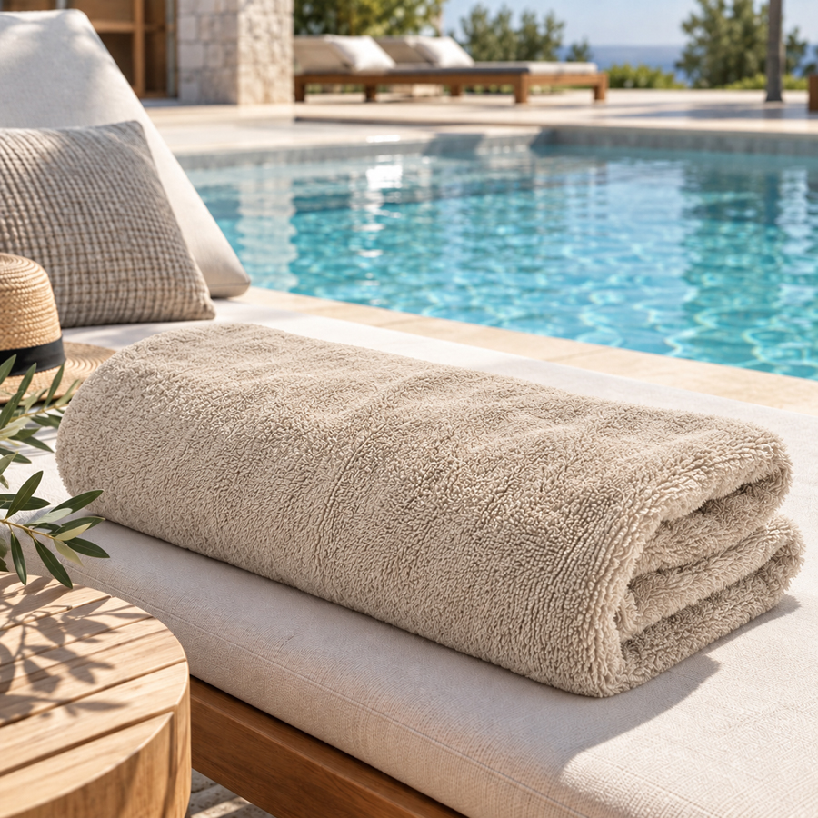 Πετσέτα Πισίνας-Spa (80x160) Chlorine Resistant 100%Βαμβάκι 420γρ Saint Tropez Beige
